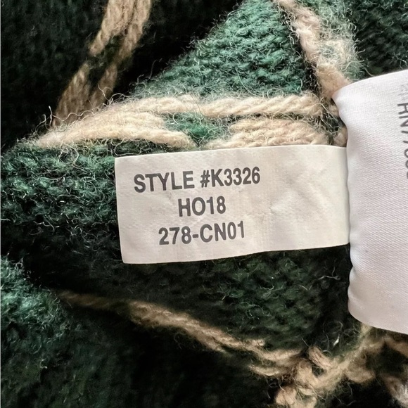 J Crew Mercantile Sweater Mens Medium Lambs Wool Blend 1/4 Zip Green Mock Neck - Picture 7 of 7